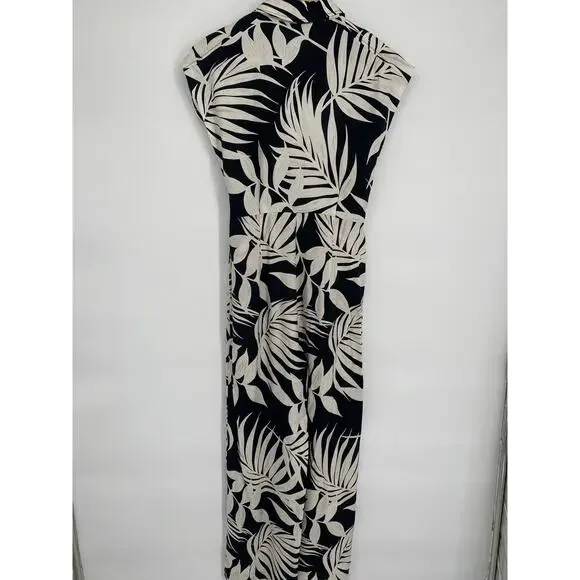 MNG Jumpsuit Woman's XS Palm Leaf Resortwear Vacation Cruise Coastal Waist Tie - Picture 2 of 10